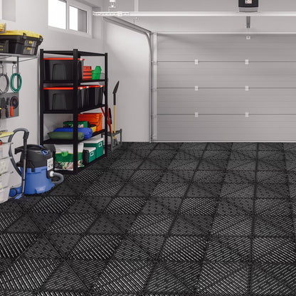 Garage Floor Tiles Interlocking 15.75x15.75 in 50pcs Garage Flooring Tiles Black