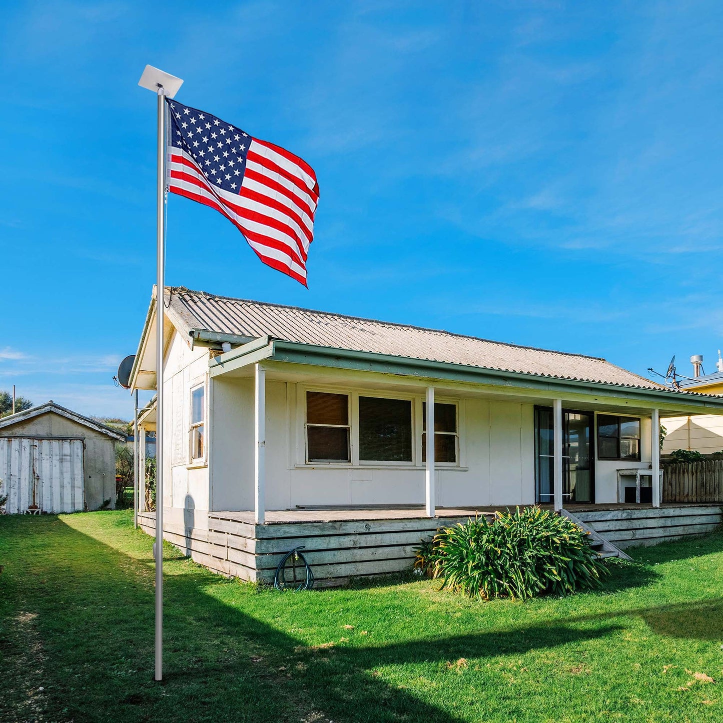 Yescom 20 Ft Aluminum Sectional Flagpole Kit 3'x5' US American Flag Gold Ball Kit Hardware Outdoor Garden Halyard Pole