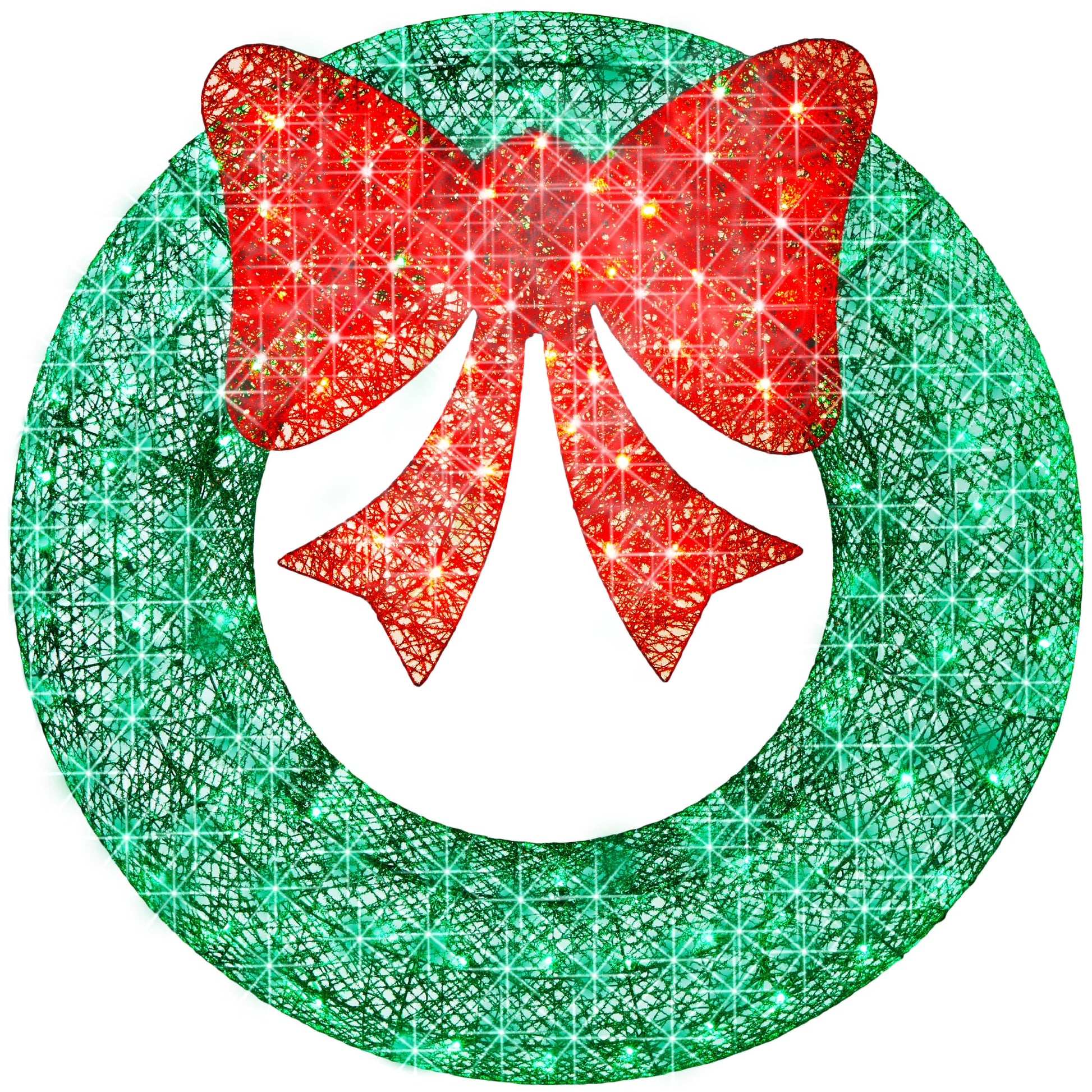 Best Choice Products 60in Pre-Lit Outdoor Christmas Wreath, LED Metal Holiday Decor w/206 Lights, Bow - Green/Red