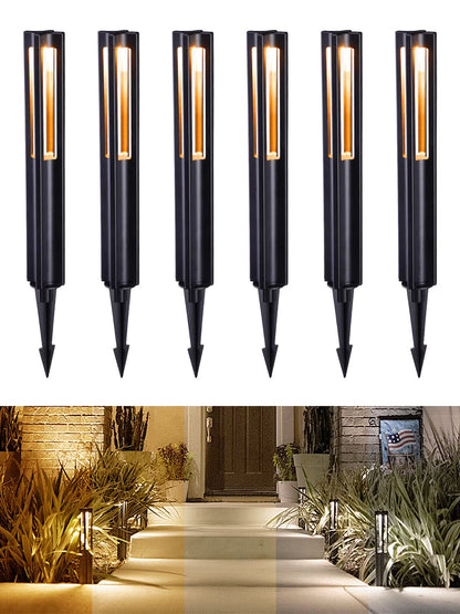 6 Pack LED Pathway Lights, 12-24V AC/DC Low Voltage Landscape Lighting , IP65, ETL Listed, Aluminum, 3000K Warm White, Black Finish