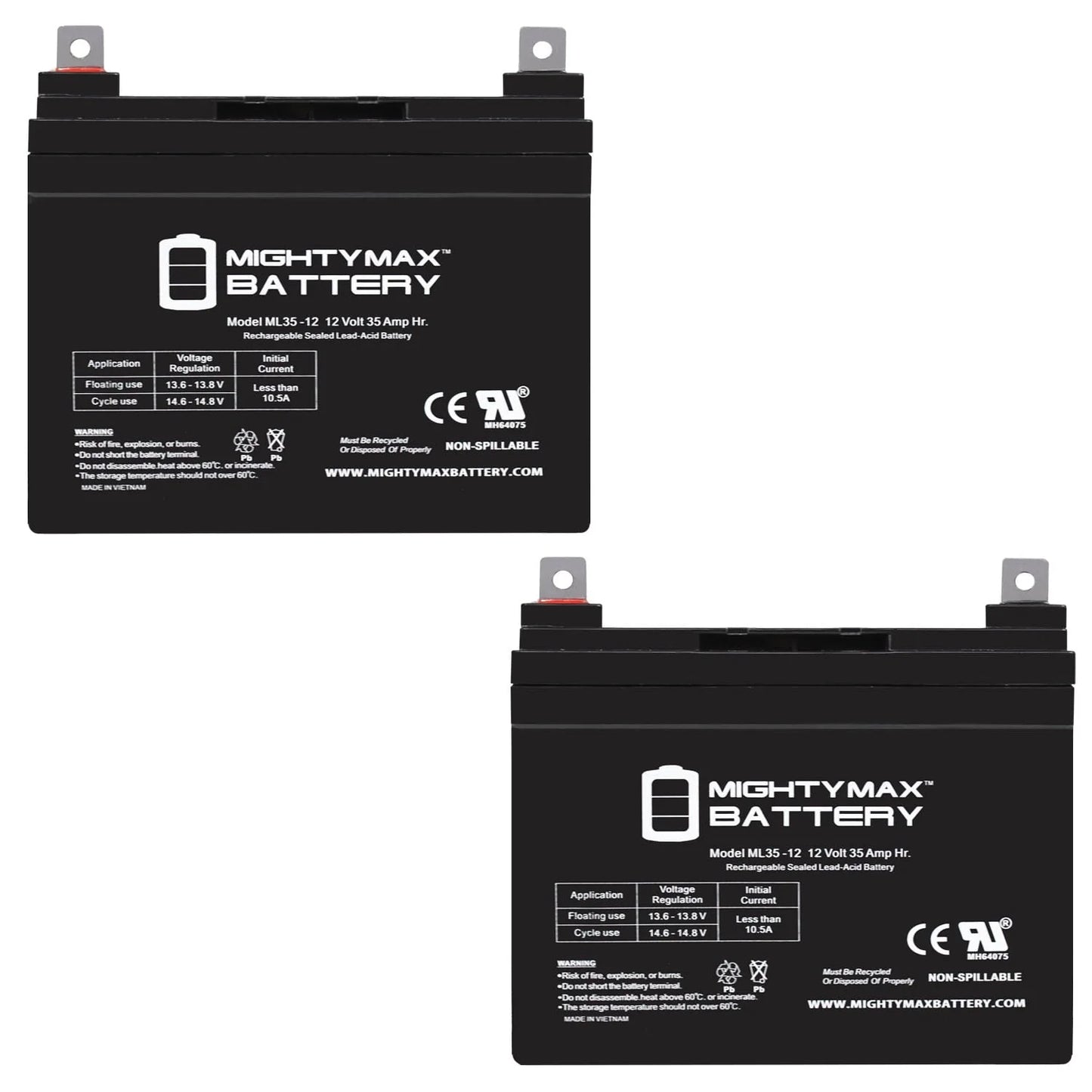 12V 35Ah Replaces Garden Way/Troy Built Rototiller Lawnmower - 2 Pack