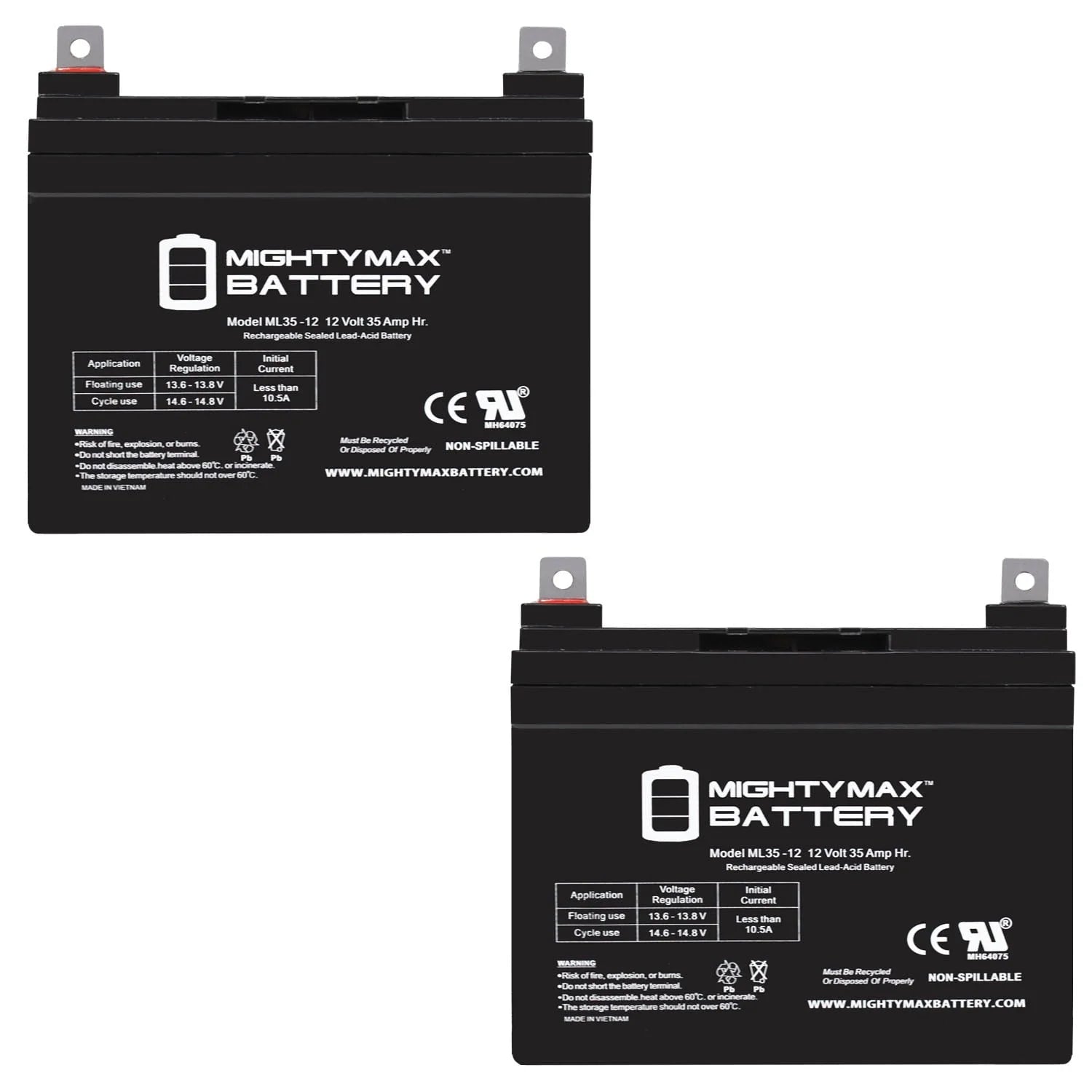 12V 35Ah Replaces Garden Way/Troy Built Rototiller Lawnmower - 2 Pack