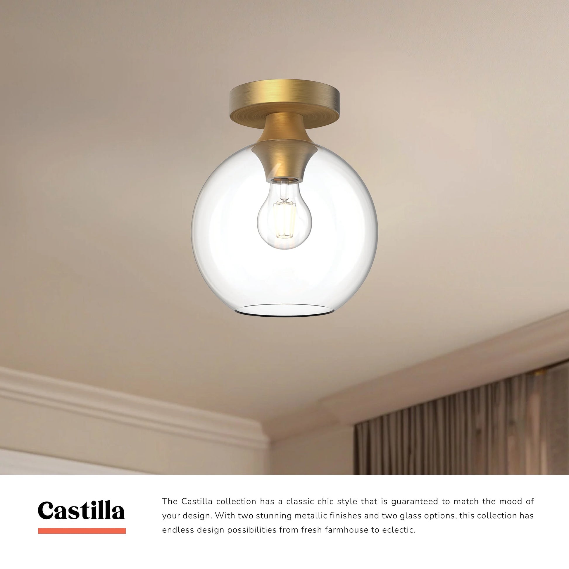 Alora Lighting Fm506108op Castilla 8" Wide Semi-Flush Globe Ceiling Fixture - Black