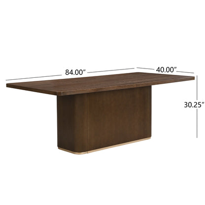 Christopher Knight Home 84" Rectangular Wood Dining Table for 6-8 people with Solid Pillar Base, Walnut