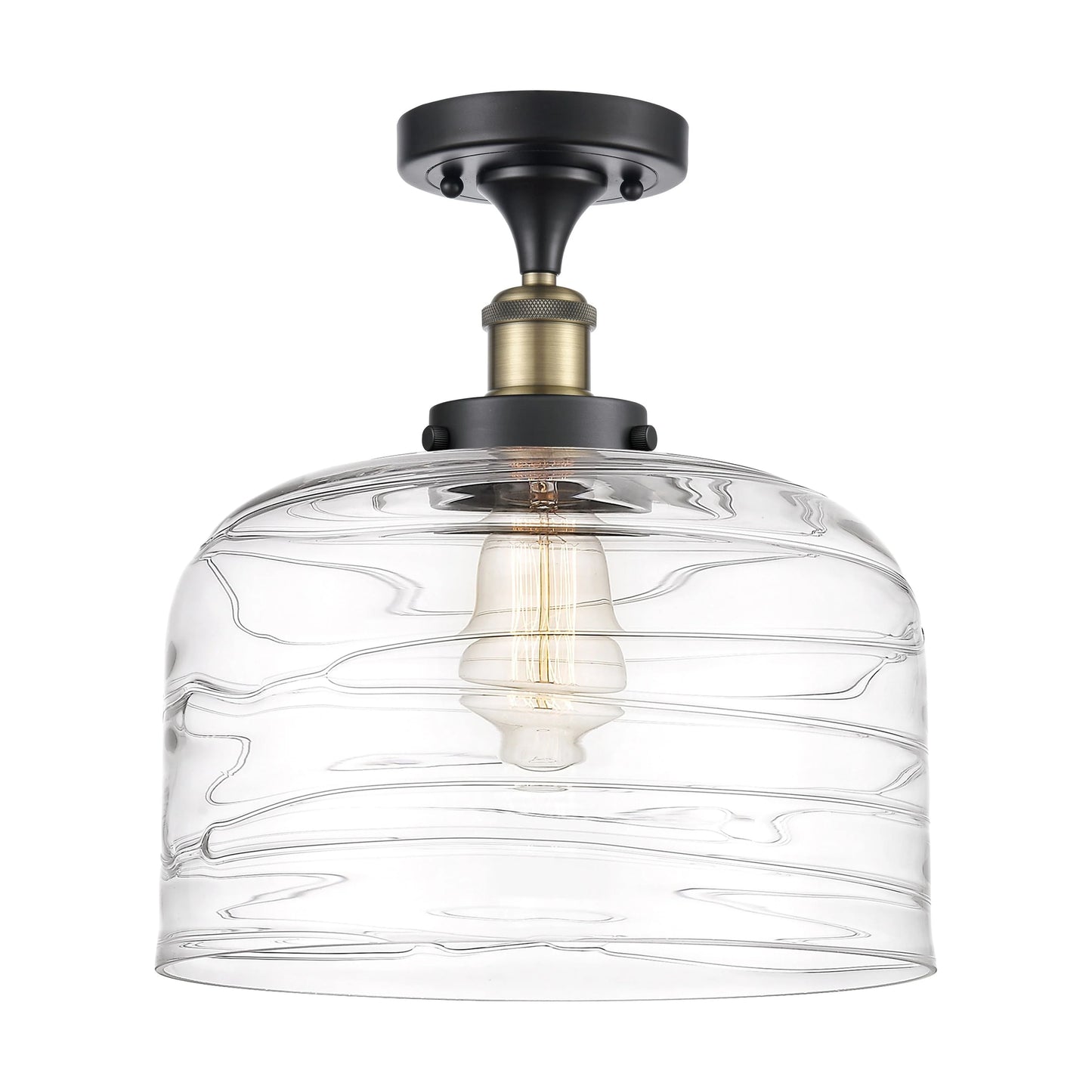 Innovations Lighting Ballston Urban Bell - 1 Light 12" Semi-Flush Mount Brushed Brass/Matte White