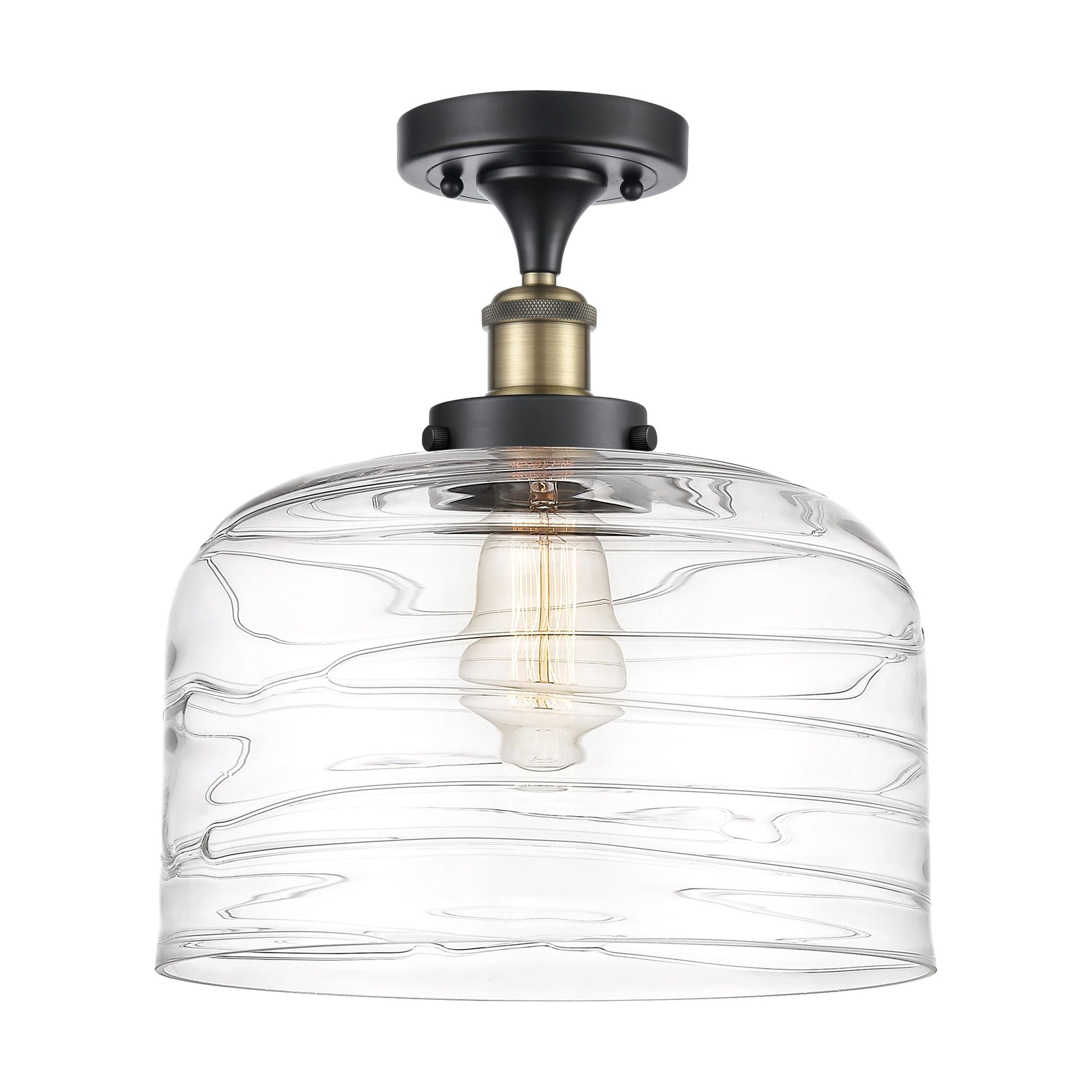 Innovations Lighting Ballston Urban Bell - 1 Light 12" Semi-Flush Mount Brushed Brass/Matte White