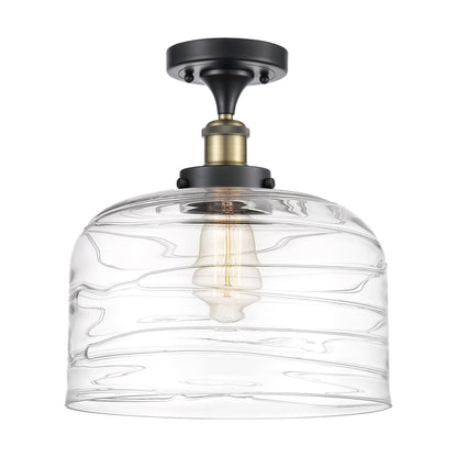 Innovations Lighting Ballston Urban Bell - 1 Light 12" Semi-Flush Mount Brushed Brass/Matte White
