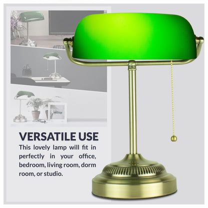 Newhouse Lighting Morgan Antique Green Adjustable Energy-Efficient LED Bankers Desk Lamp