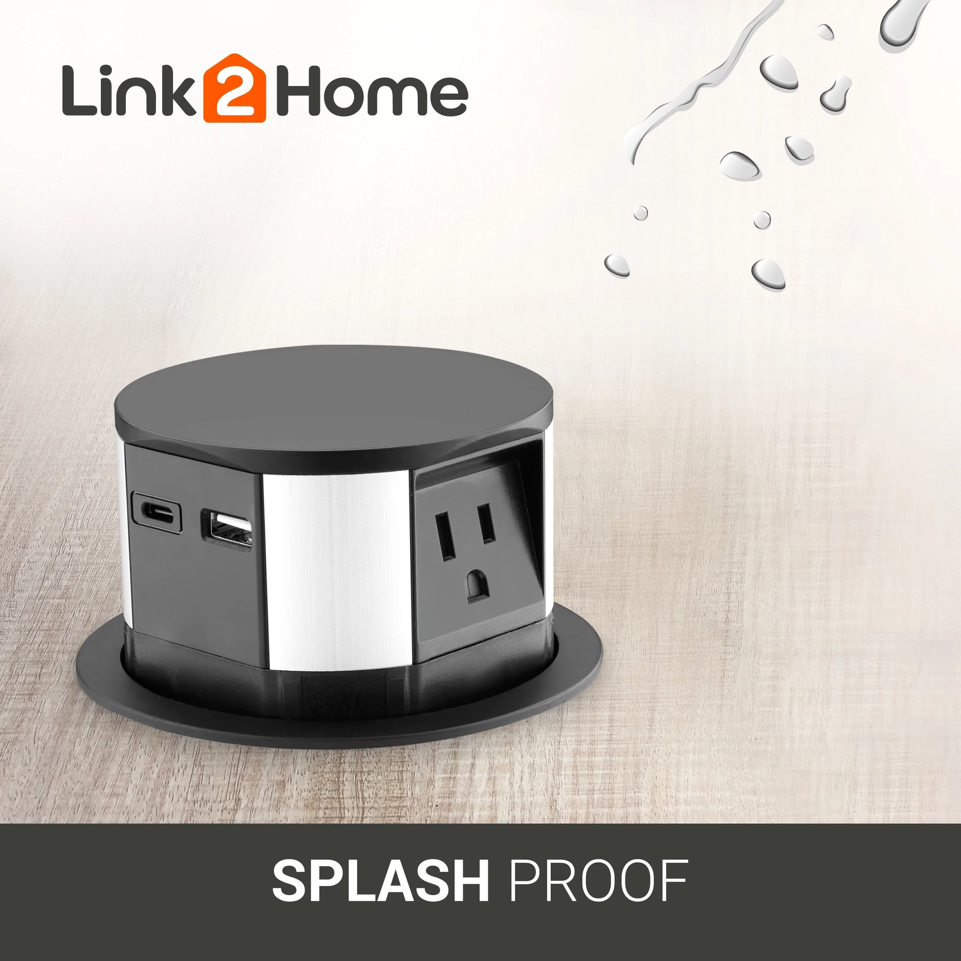 Link2Home Pop Up Outlet, 15A 125V 10W Stainless Steel AC Electrical Outlet