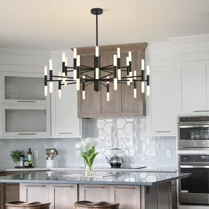 KCO Lighting Black Sputnik Light Fixture, Vintage Chandelier 40 Lights, Mid Century Modern LED Farmhouse Ceiling Light