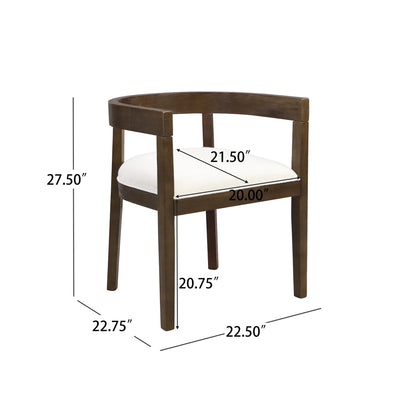 Christopher Knight Home 7-Piece Dining Set with 95" Wood Table, Open-Back Upholstered Armchairs, Walnut+Beige
