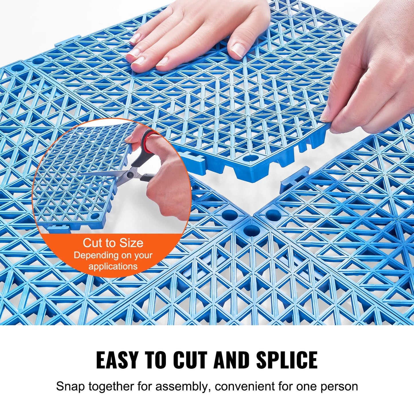 KFFKFF Connectable Tiles in Blue, 55PCS, Measuring 12" x 12" Each, Composed of Gentle PVC, Featuring Interlocking Drainage Floor Tiles, Slip-Resistant with Drainage Openings, in Blue