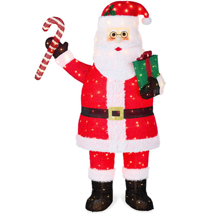 Best Choice Products 5ft Lighted Pop-Up Santa Claus, Outdoor Christmas Holiday Decoration w/250 LED Lights, Hat, Gift