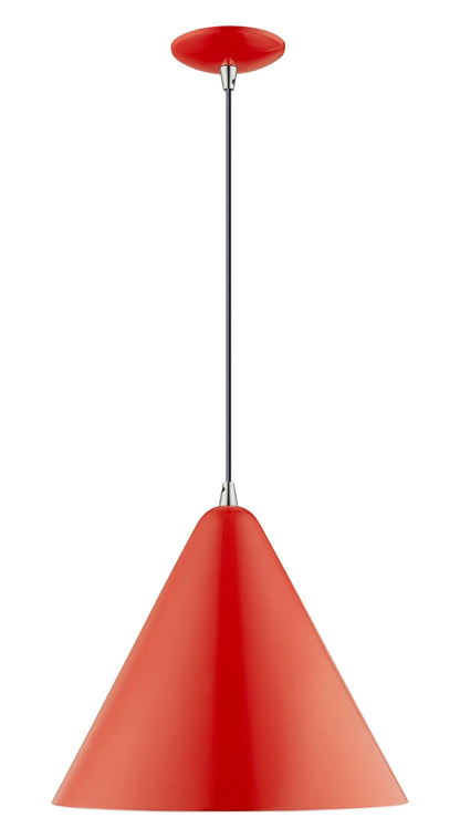 Livex Lighting Dulce 14" 1-Light Modern Metal Single Pendant in Shiny Black