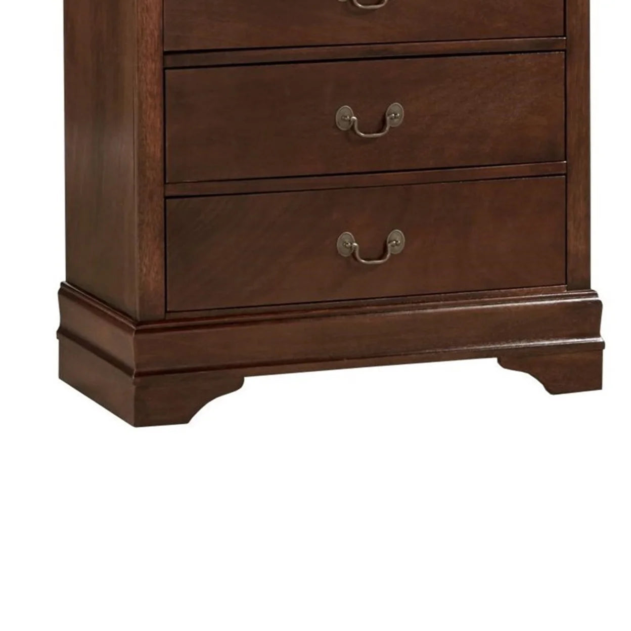 5 Drawer Wooden Chest With Metal Hardware, Cherry Brown- Saltoro Sherpi