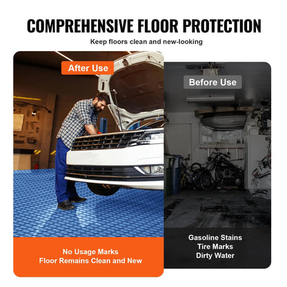KFFKFF 12x12" 50-Pack Composite Garage Tile Garage Flooring Blue