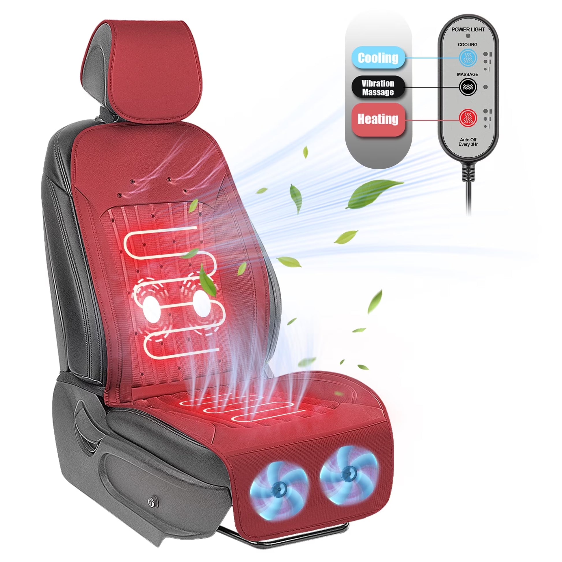 Paffenery 2025 Heating and Cooling Seat Cover Front Seat, 12V-24V Ventilated Cooling Car Seat Cushion, Cooled Seat Cover for Car SUV Truck Universal Fit, Fashion Grey