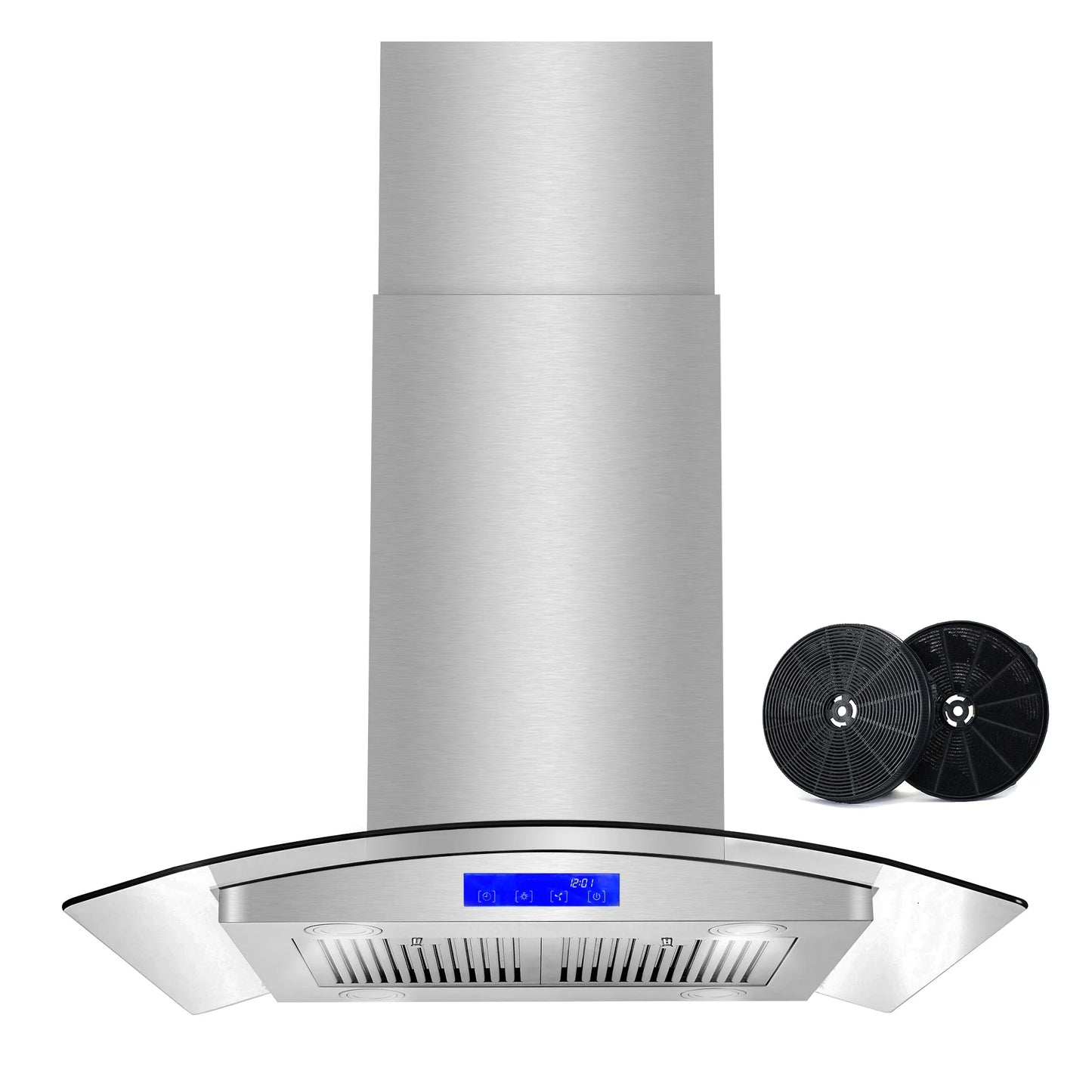 Cosmo 30 in. Ducted Island Range Hood in Stainless Steel with LED Lighting and Permanent Filters