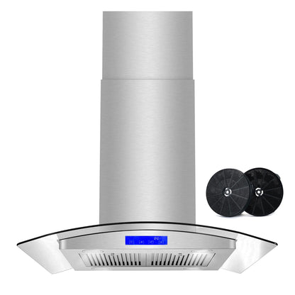 Cosmo 30 in. Ducted Island Range Hood in Stainless Steel with LED Lighting and Permanent Filters