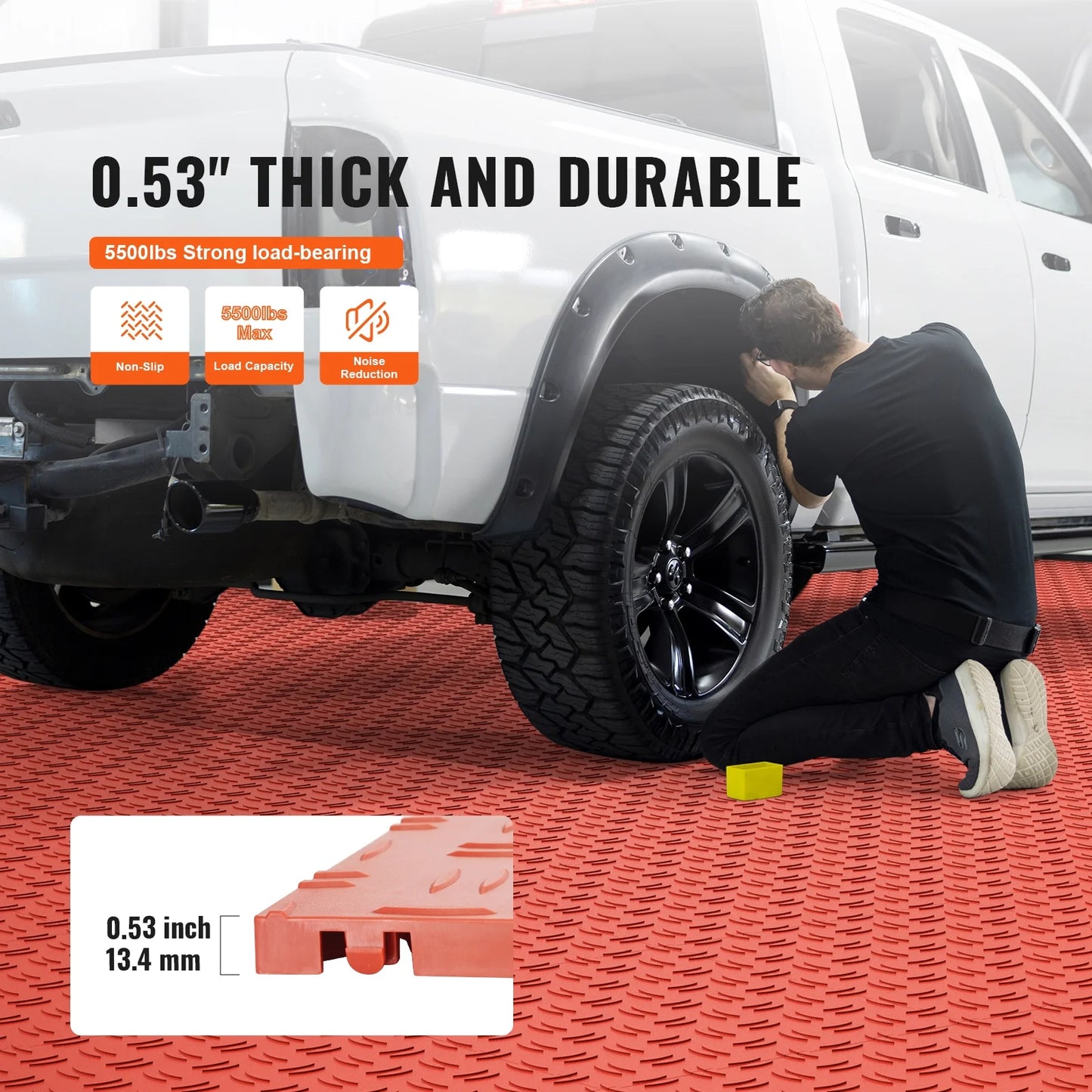 KFFKFF 50 Pack Garage Tiles Interlocking 12x12 Inch Garage Floor Tiles Red