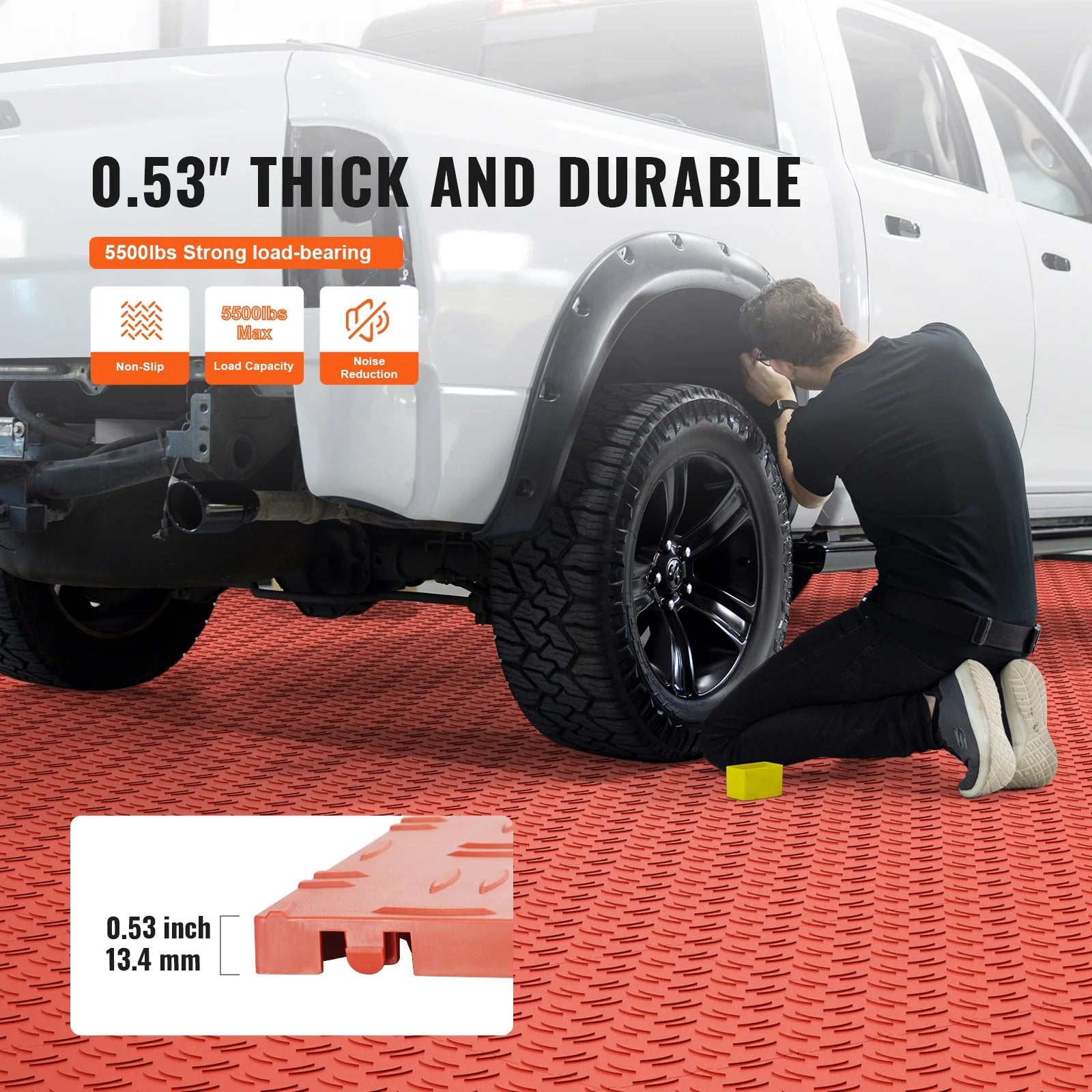KFFKFF 50 Pack Garage Tiles Interlocking 12x12 Inch Garage Floor Tiles Red