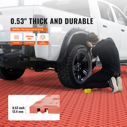 KFFKFF 50 Pack Garage Tiles Interlocking 12x12 Inch Garage Floor Tiles Red