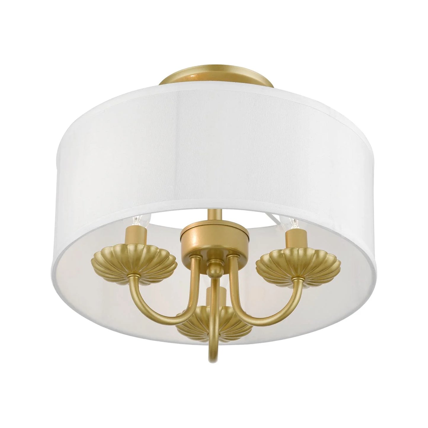 42987-33-Livex Lighting-Brookdale - 3 Light Semi-Flush Mount In Transitional Style-11 Inches Tall and 13 Inches Wide-Soft Gold Finish