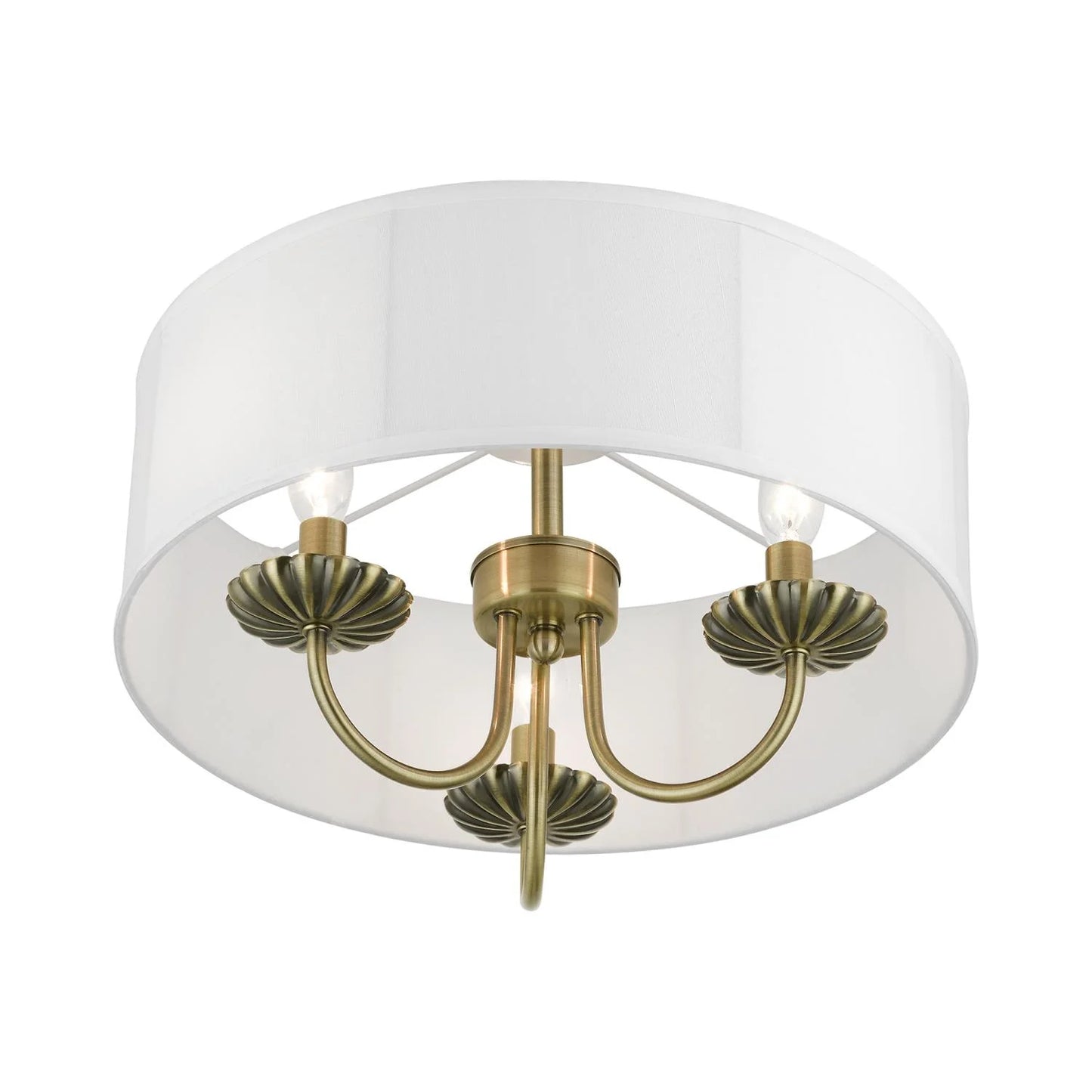 Livex Lighting - Brookdale - 3 Light Semi-Flush Mount In Transitional Style-12