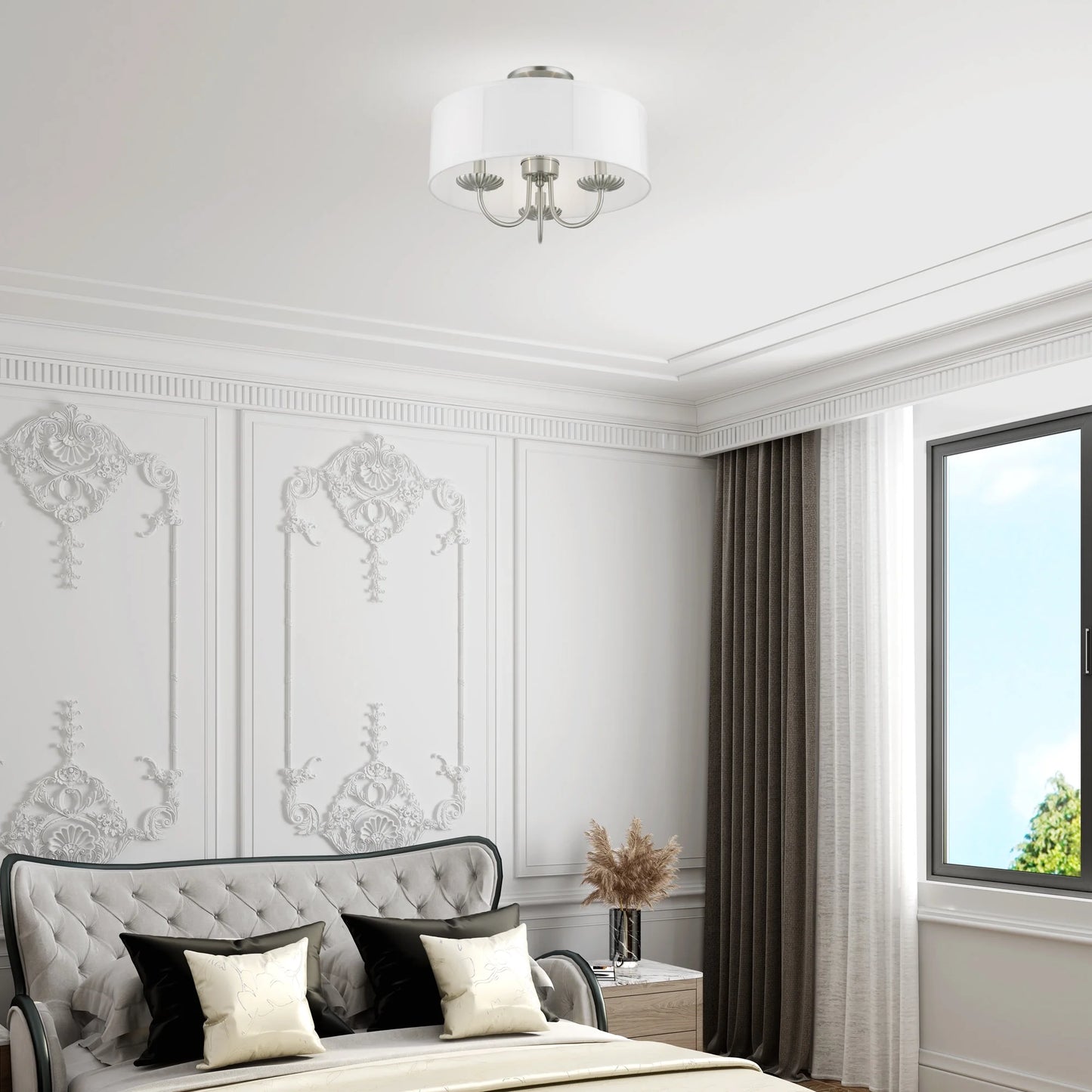 Livex Lighting - Brookdale - 3 Light Semi-Flush Mount In Transitional Style-12