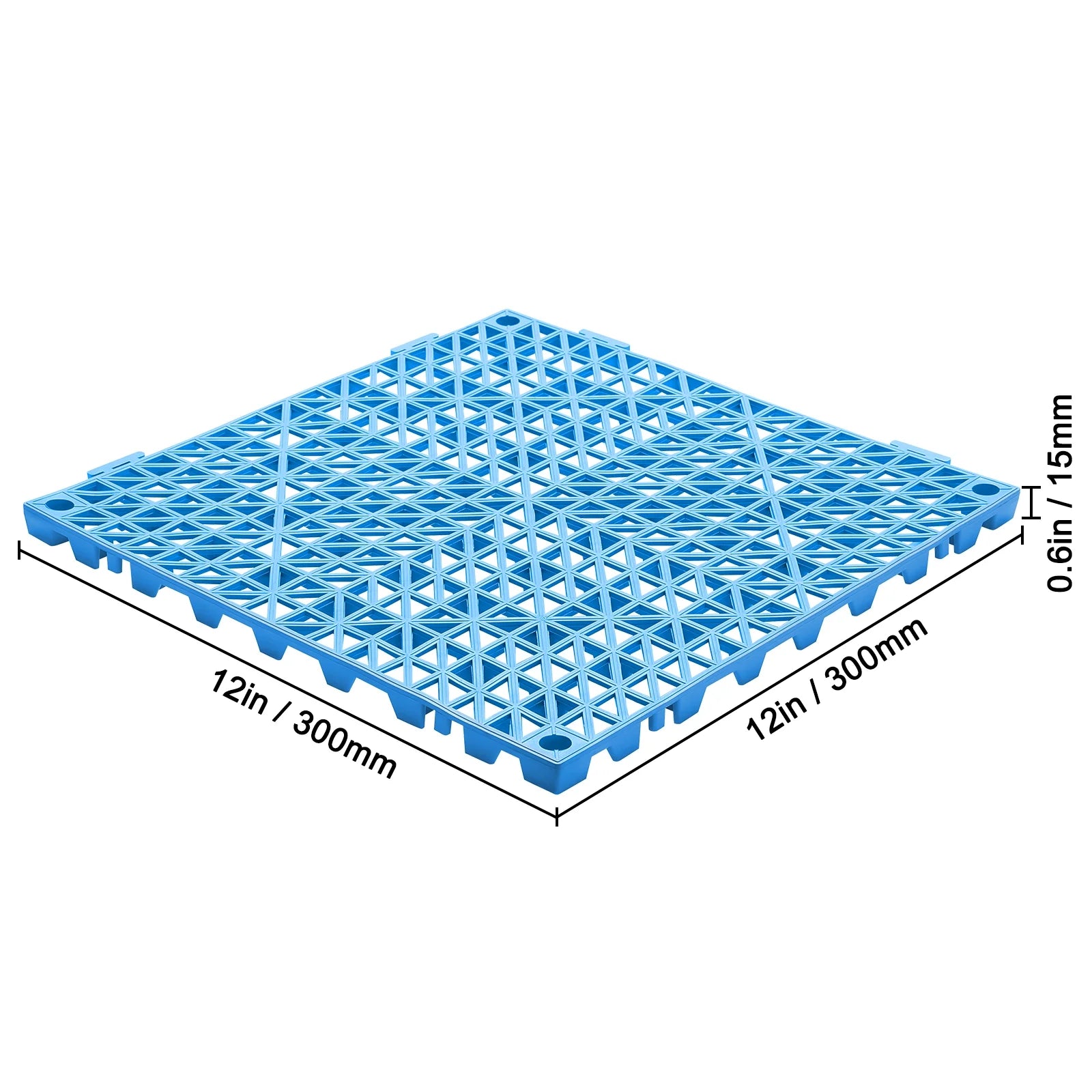 KFFKFF Connectable Tiles in Blue, 55PCS, Measuring 12" x 12" Each, Composed of Gentle PVC, Featuring Interlocking Drainage Floor Tiles, Slip-Resistant with Drainage Openings, in Blue