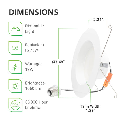 Sunco Lighting 24 Pack 5/6 Inch LED Recessed Downlight, Baffle Trim, Dimmable, 13W=75W, 2700K Soft White, 1050 LM, Damp Rated, Simple Retrofit Installation - UL + Energy Star