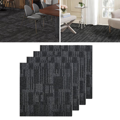 Fas Home Carpet Floor Tiles 24? x 24? Commercial Carpet Squares 18 Pcs Peel and Stick Non-Slip Office Soft Tiles DIY Installation for Living Room Bedroom Study Hotel, Dark Gray