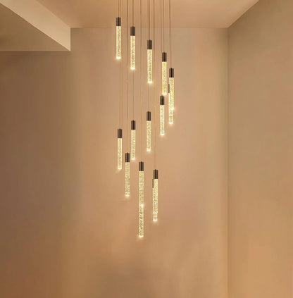 Modern Crystal Chandelier for Living Room, Dimmable Crystal Ceiling Pendant Lights for Staircase, Lobby, Entryway, Foyer High Ceiling Pendant Lighting, Black 50W 6000K 10-Light