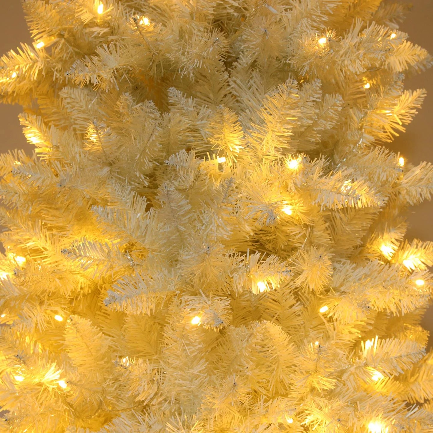Ktaxon 6.5FT Pre-Lit Christmas Tree, Warm White Lights Pencil Xmas Tree, Slim Christmas Tree with 719 Tips, White