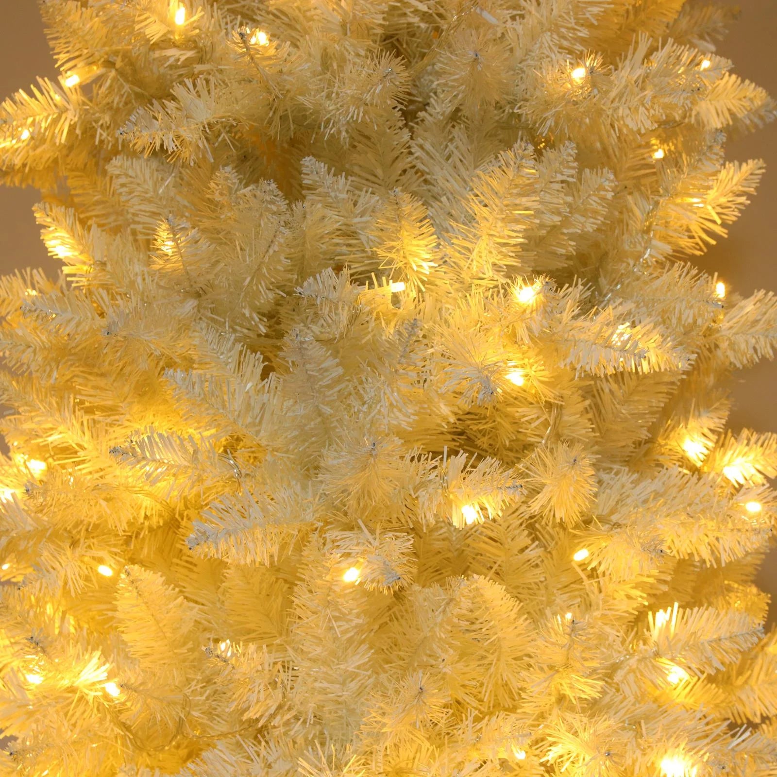 Ktaxon 6.5FT Pre-Lit Christmas Tree, Warm White Lights Pencil Xmas Tree, Slim Christmas Tree with 719 Tips, White