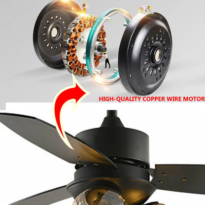 42" Vintage Ceiling Fan Light Industrial Farmhouse Chandelier Lighting Fixture Pendant Fan Lamp Without Bulb