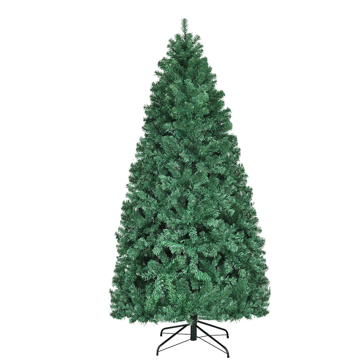 Costway 7Ft Pre-Lit PVC Hinged Christmas Tree 300 LED Lights Green