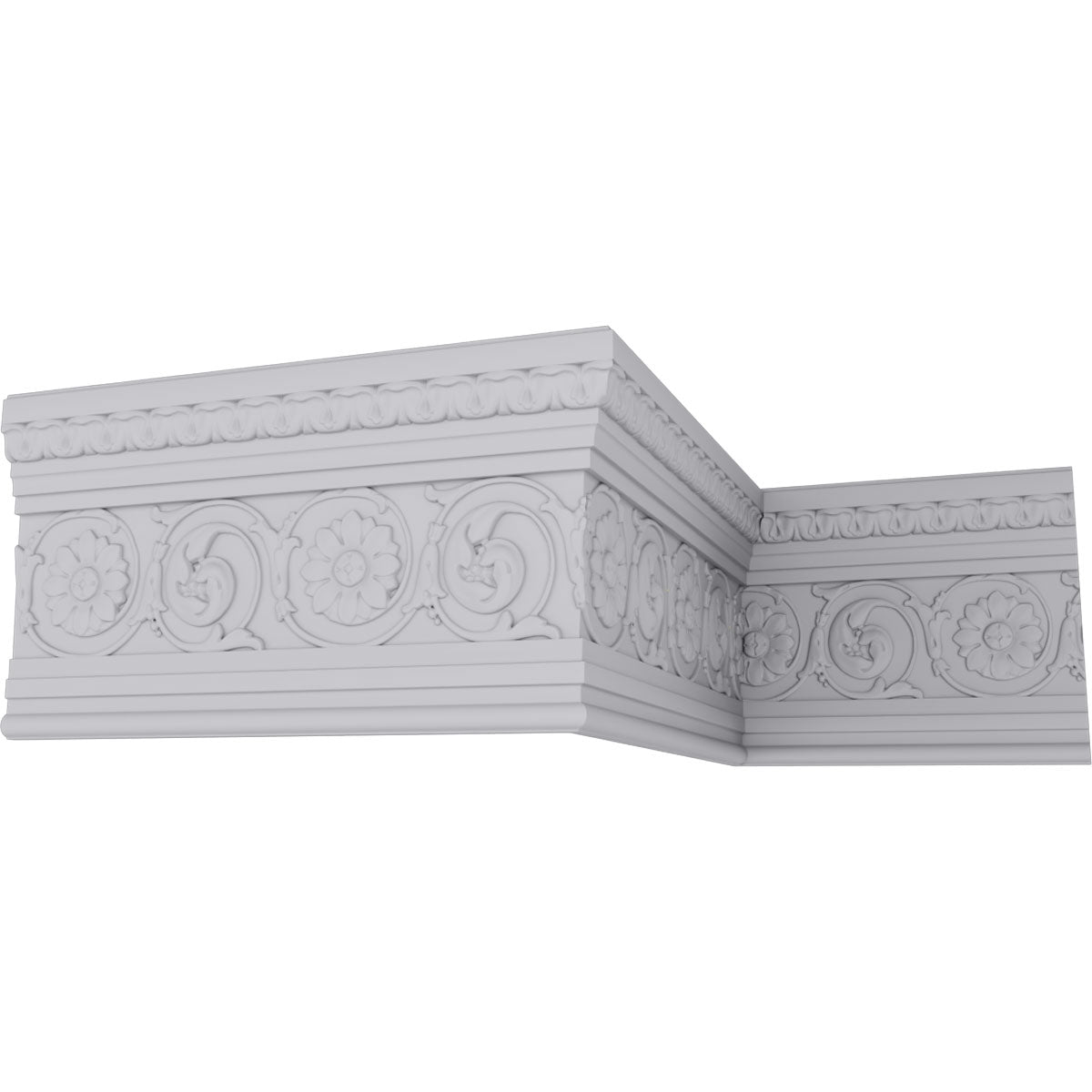 11 1/4"H x 1 7/8"P x 94 1/2"L, (19 1/4" Repeat) Bedford with Flowers Moulding