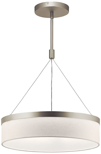 42297SNLED-Kichler Lighting-Mercel - Pendant 3 Light White Linen Fabric - with Transitional inspirations - 18.5 inches tall by 18.5 inches wide-Satin