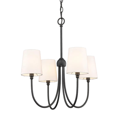 CFC Lighting Forged Black 22"W x 23"H Rustic Chandelier with 4 Fabric Shades