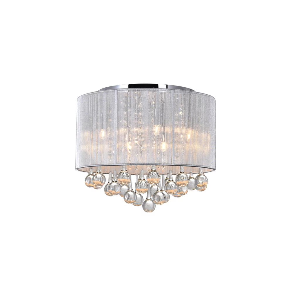 CWI Lighting Water Drop 4 Light Drum Shade Metal Flush Mount in Chrome