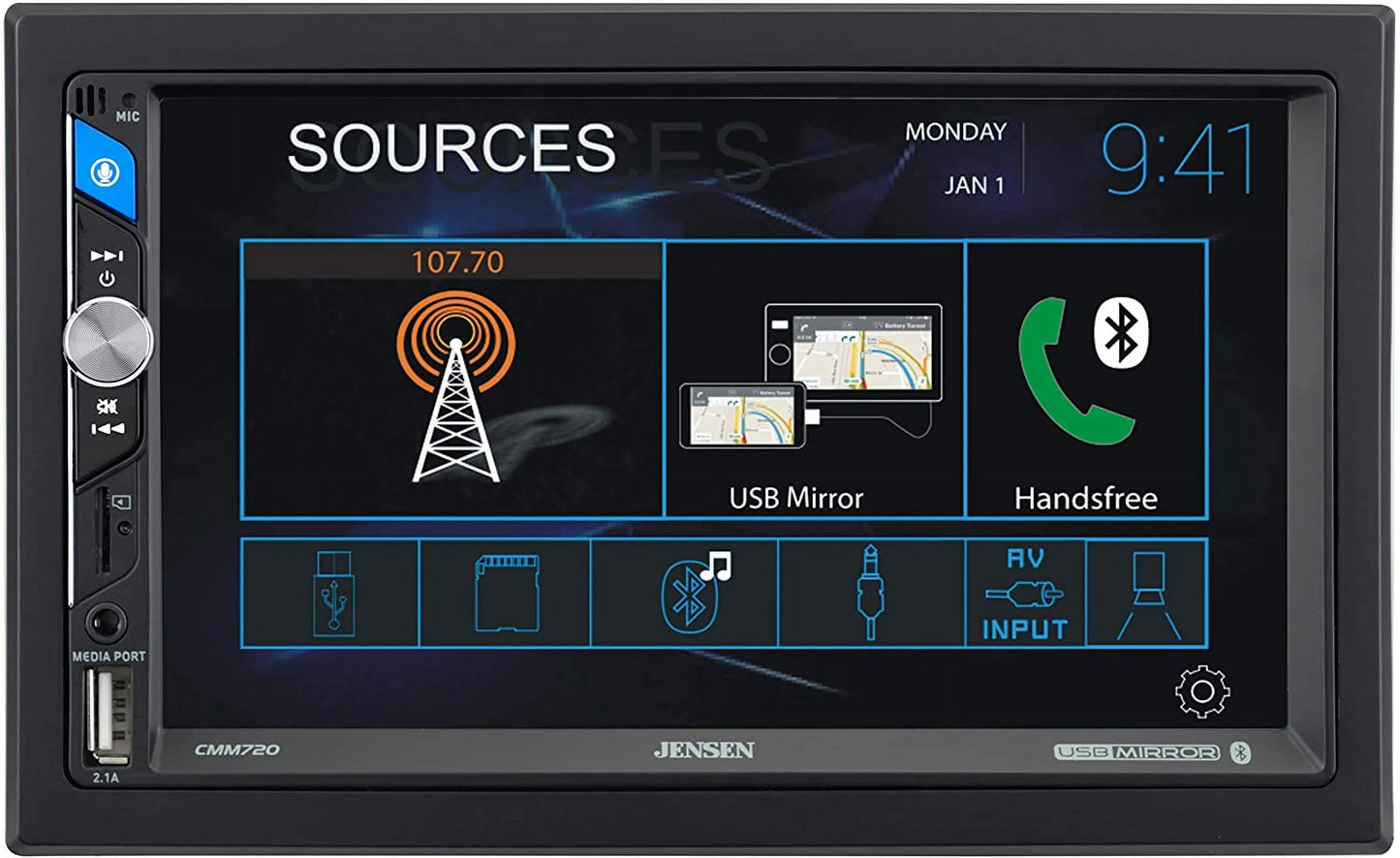 FITS GM-CAR-TRUCK-VAN-SUV AM/FM USB/BLUETOOTH TOUCHSCREEN CAR RADIO STEREO PKG. INCLUDES VEHICLE SPECIFIC INSTALLATION HARDWARE INCLUDING DASH KIT, WIRE HARNESS, AND ANTENNA ADAPTER WHEN REQIR