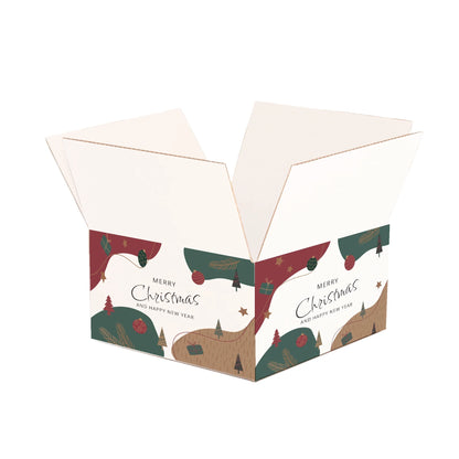 Ucanpack Christmas Boxes 12x12x3 inch - 50 Pack Abstract Xmas Printed Christmas Box Bulk - Holiday Shipping Box Made in USA Christmas Packaging Small Business