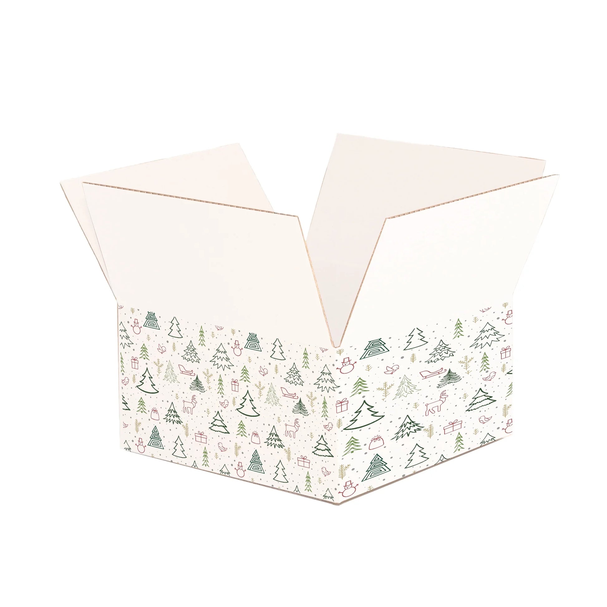 Ucanpack Christmas Boxes 8x8x4 inch - 100 Pack Winter Forest Printed Christmas Box Bulk - Holiday Shipping Box Made in USA Christmas Packaging Small Business