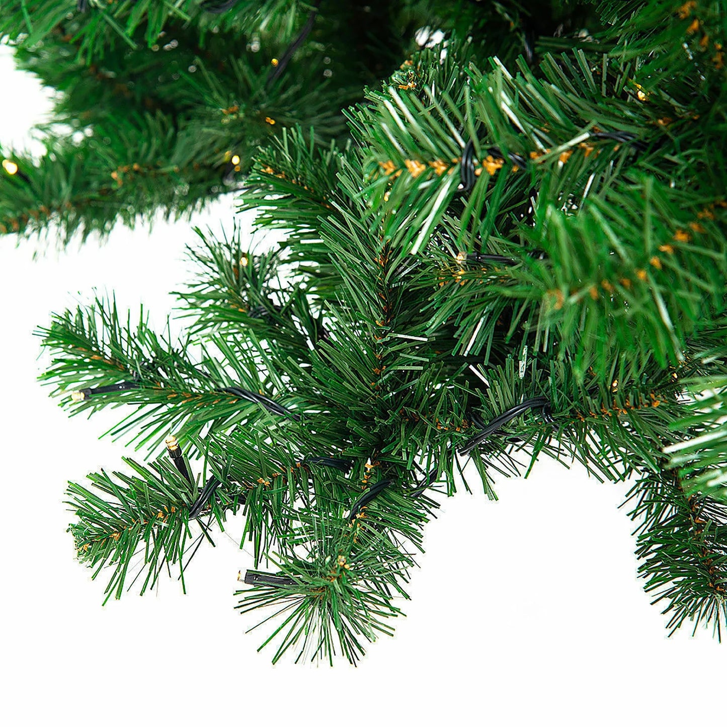 Costway 9Ft Pre-Lit PVC Christmas Tree Hinged 700 LED Lights Green