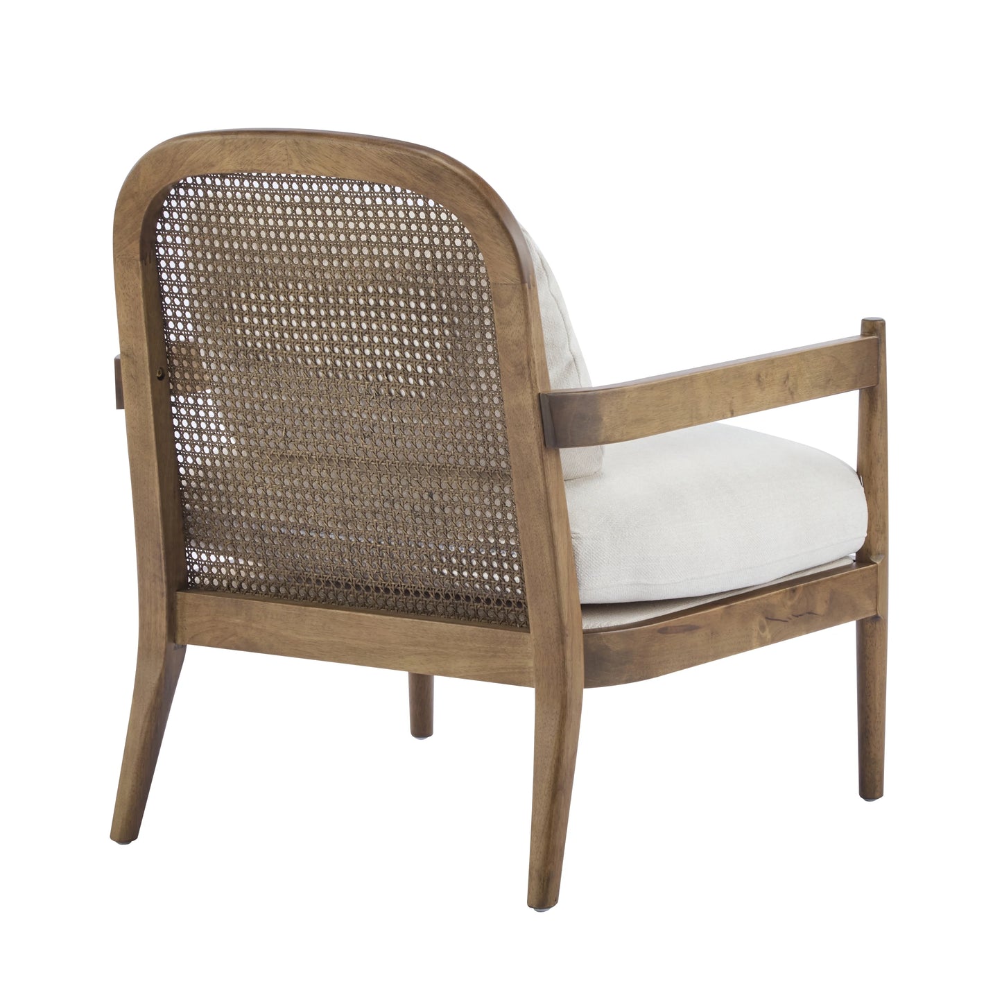 Christopher Knight Home [Set of 2] Mid-Century Modern Accent Chairs with Light Brown Solid Wood Frame, Rattan Backrest with Cushion - Comfortable Armchairs Light Brown