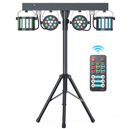 DJ Lights with Stand, 24PCS+8PCS RGBW Party Bar Light Set,Sound Activated LED Stage Lighting for Disco Wedding Halloween Christmas