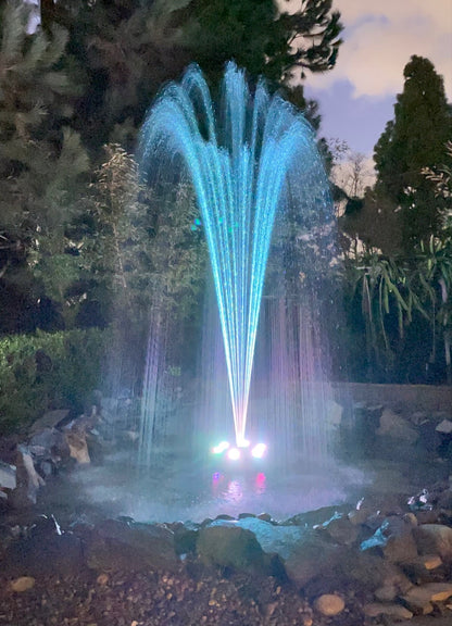 OceanMist PJ2000-6C Floating Pond Fountain, RGB LED Lighting, Includes Pump & Nozzles