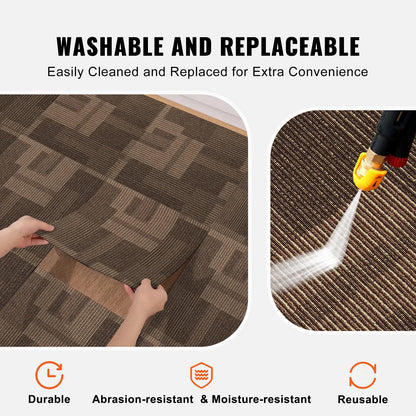 KFFKFF Carpet Tile Floor 24pcs Squares w/Padding Attached 20"x 20"Mixed Brown