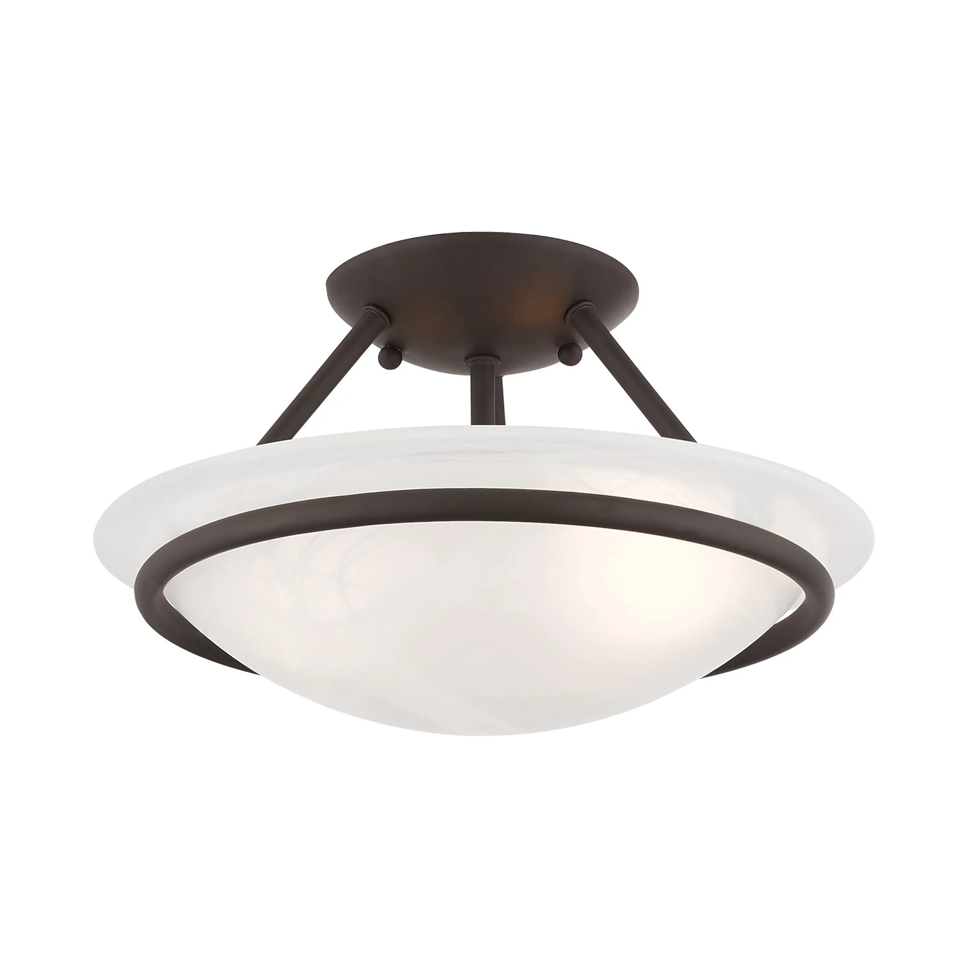 Livex Lighting Newburgh Black/White Stainless Steel/Alabaster Glass Ceiling Mount